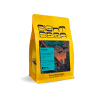 Yellow bag of Sightseer Coffee Bat Country washed Ethiopian coffee with colorful label.