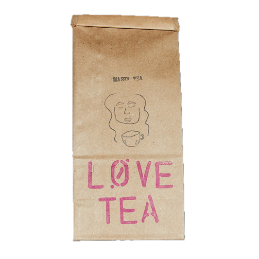 Masha Tea’s Love: minimalist brown paper bag—perfect for fans of Masha Tea.