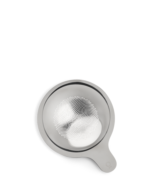 Fellow Matcha Set Sifter, top view with handle on a white background.